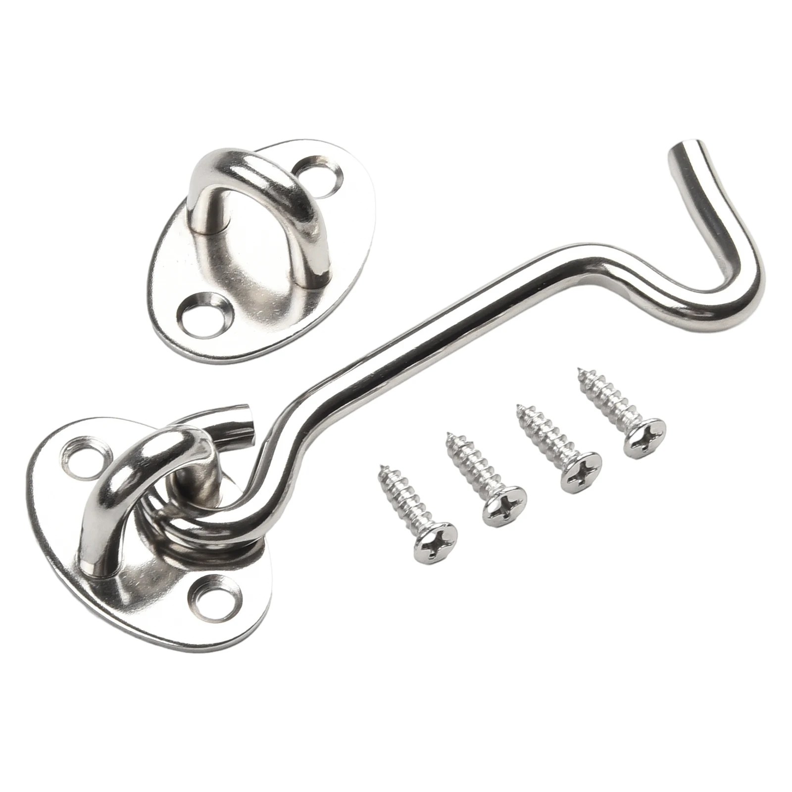 Cabin Hook Eye Lock With Safety Switch Hook Door Eye Latch Silent Catch Holder With Screws Storage Hooks 16pcs Screws