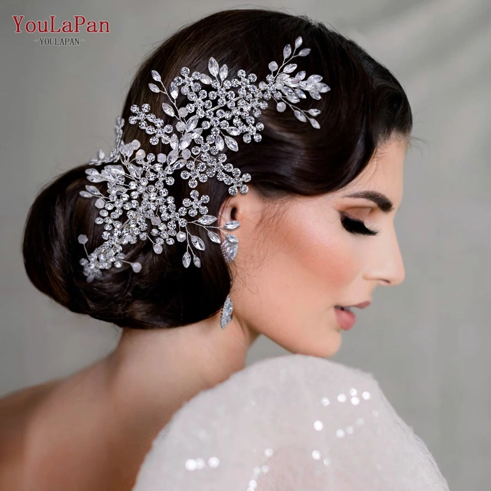 TOPQUEEN Luxury Crystal Wedding Hair Jewelry Bridal Hair Accessories Vine Women Tiara Rhinestone Bridal Headband HP253-S