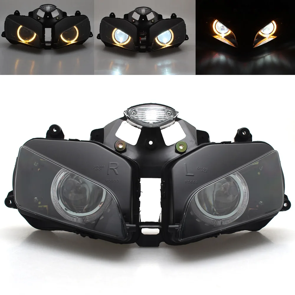 

Custom LED Headlamp Angel Eyes Head Lamp Light Moto Headlight For Honda CBR600RR 03-06 HID Bi-Xenon Projector Headlight Assembly