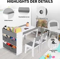 Table d'art pour enfants et 2 chaises, table de jeu artisanale pour tout-petits avec bacs de rangement, rouleau de papier 4