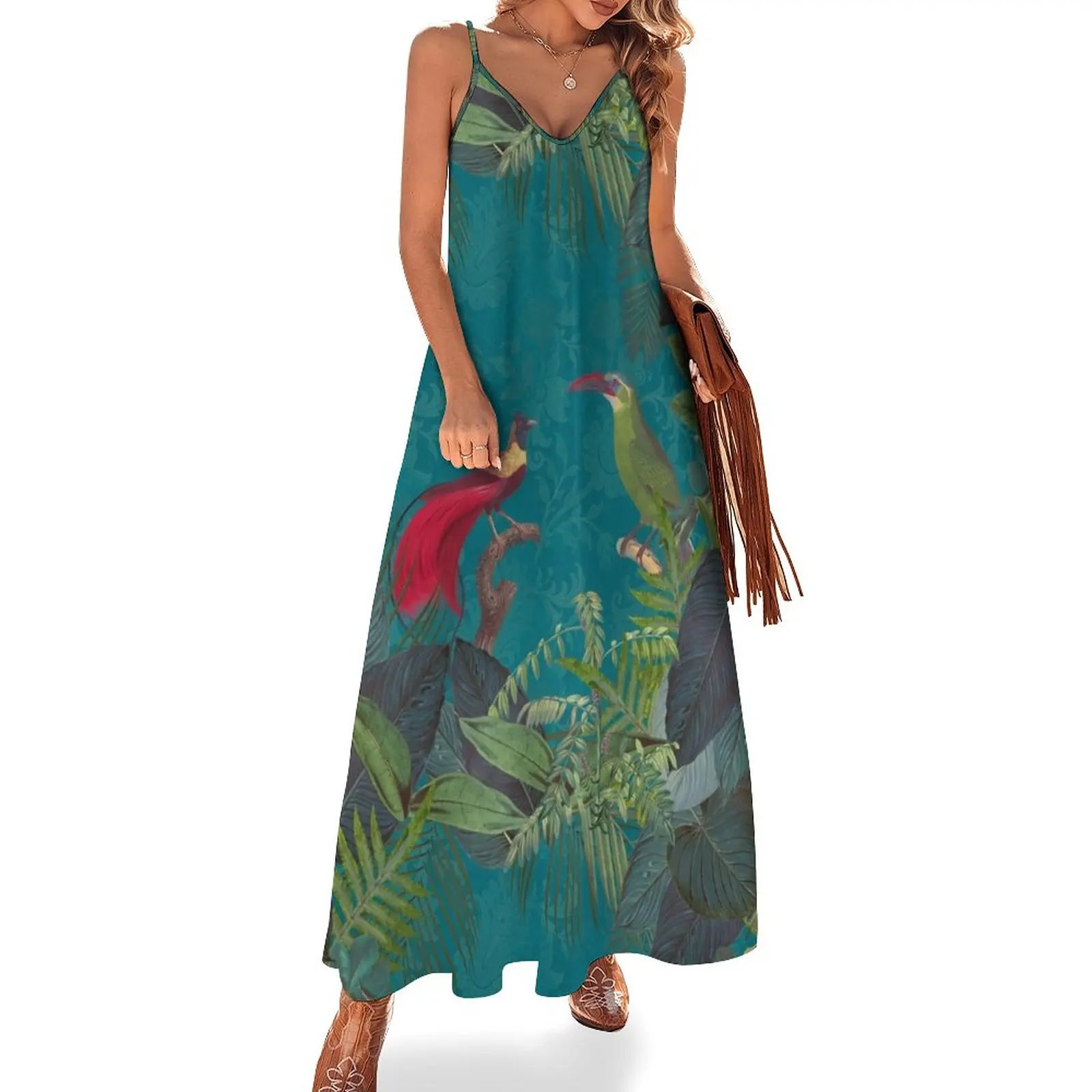 

Birds Of Jungle Vintage Botanical Illustration Sleeveless Dress Women dresses summer fairy dress