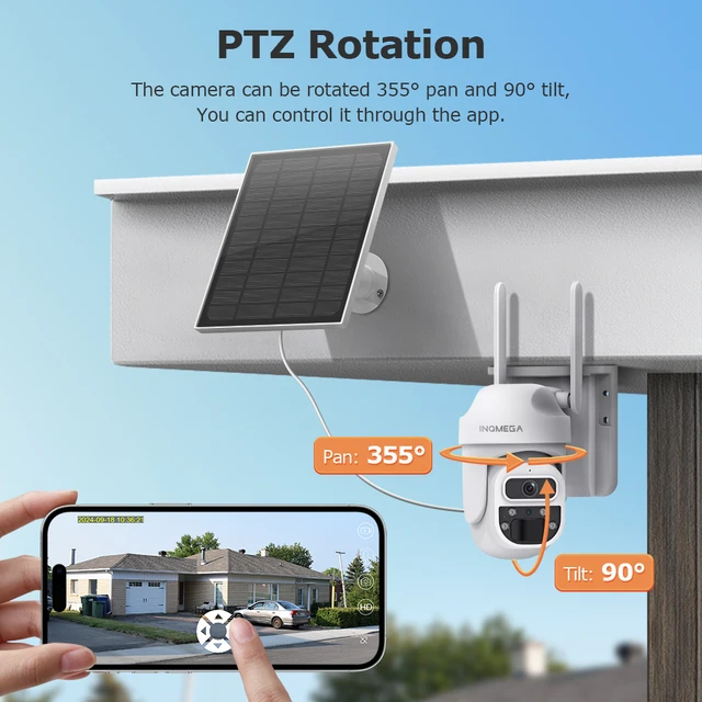 INQMEGA 4G Solar Panel Camera 3MP WIFI Night Vision Solar Security Battery Camera Two-Way Video PIR Human Detection Surveillance 6