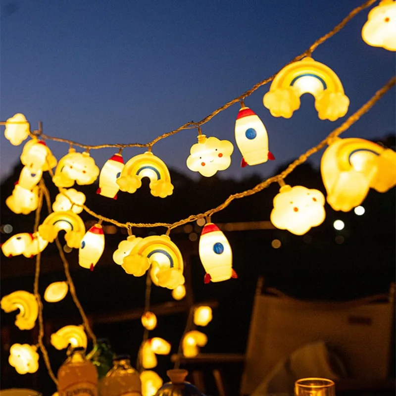 Decorazione Di Halloween Cloud Rocket Led String Lights Capodanno Indoor Atmosphere Room Luci A Batteria Festival All'Aperto Impermeabile