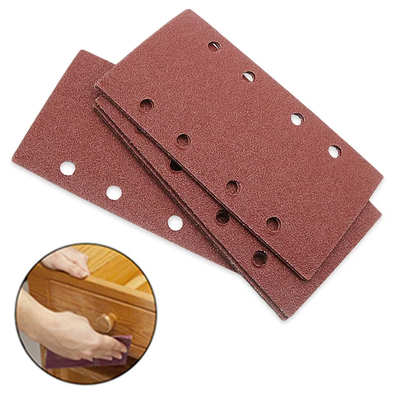 

30Pcs 8 Holes Square Sanding Paper Sheet 60-800 Grits Flocking Sandpaper Aluminum Oxide Abrasive Tools Wood Polishing Tools