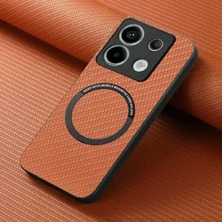 Luxury Leather Back Panel Magnetic Case - Premium Edition for Redmi Note 14 Pro 4G (Brown)