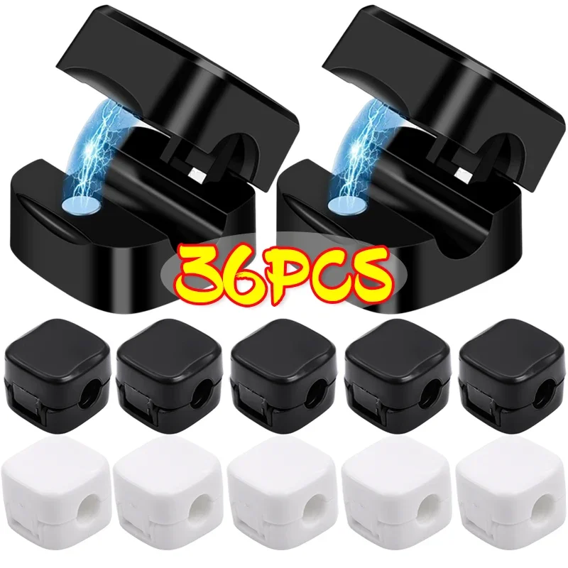 Mini Magnetic Cable Clip Self-adhesive Adjustable Cord Organizer Holder Home Office Desktop Cable Management Wire Keeper 36-1PCS