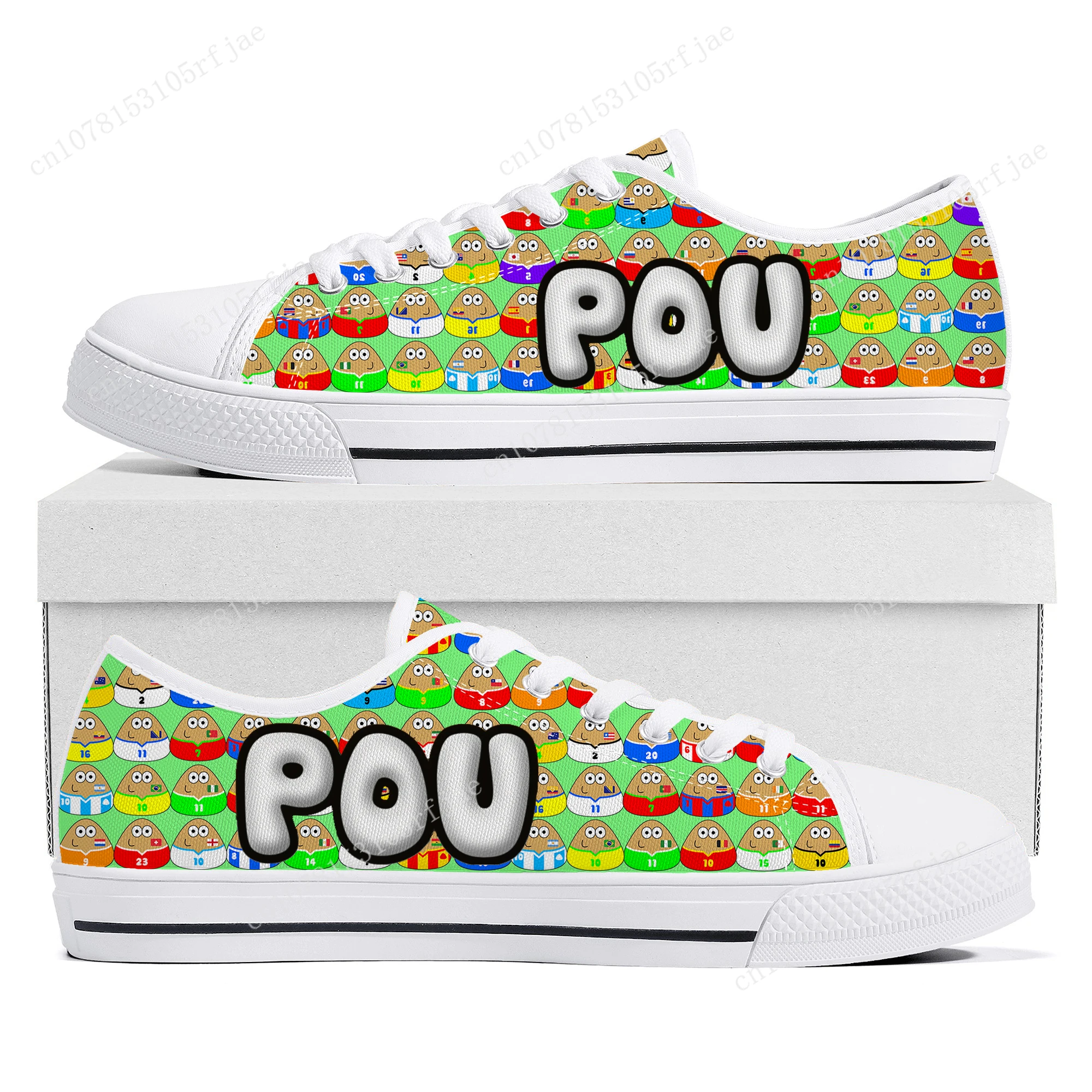 Hot Cartoon Animation POU Low Top Sneakers Game Womens Mens Teenager High Quality Canvas Sneaker Couple Custom Built Shoes