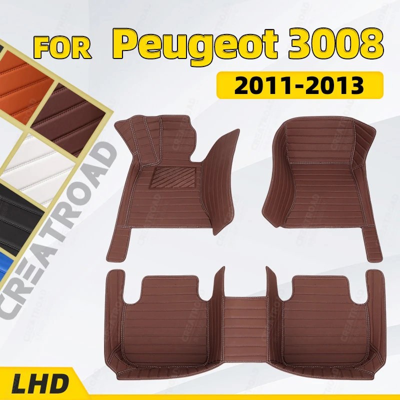 Custom Car Floor Mats For Peugeot 3008 2011 2012 2013 Auto Foot Pads Automobile Carpet Cover