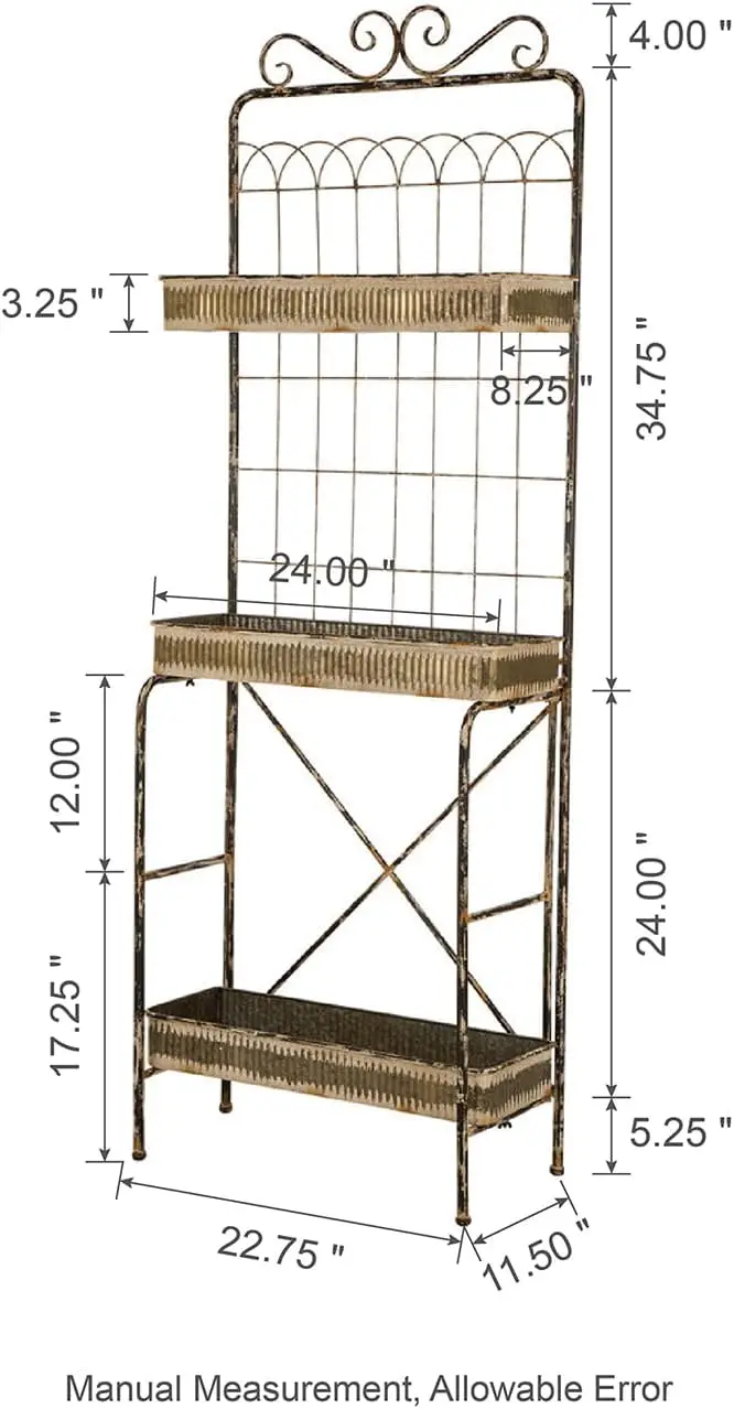 Garden Planter 3 Tiers Metal Display Plant Stand Storage Shelf Indoor Outdoor Floor Standing Storage O