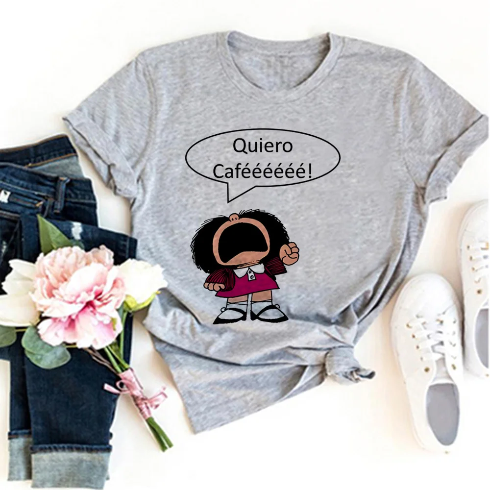 

Футболка Mafalda для женщин, аниме футболка для девушек, комикс, аниме смешная одежда