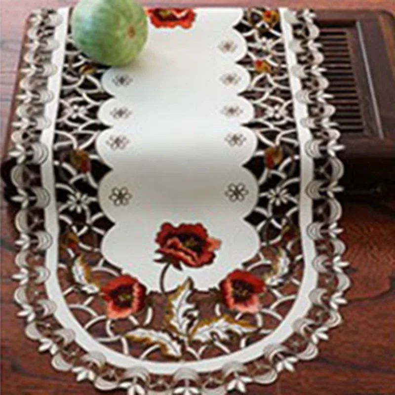

1pc Tablecloth Oval Vintage Embroidered Lace Tablecloth Floral Table Cloth/Mat Home Wedding Table Decoration 40x85cm