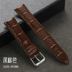 Luxurious Genuine Calfskin Leather Slub Pattern Watchband Strap Accessories - 18mm (Brown)