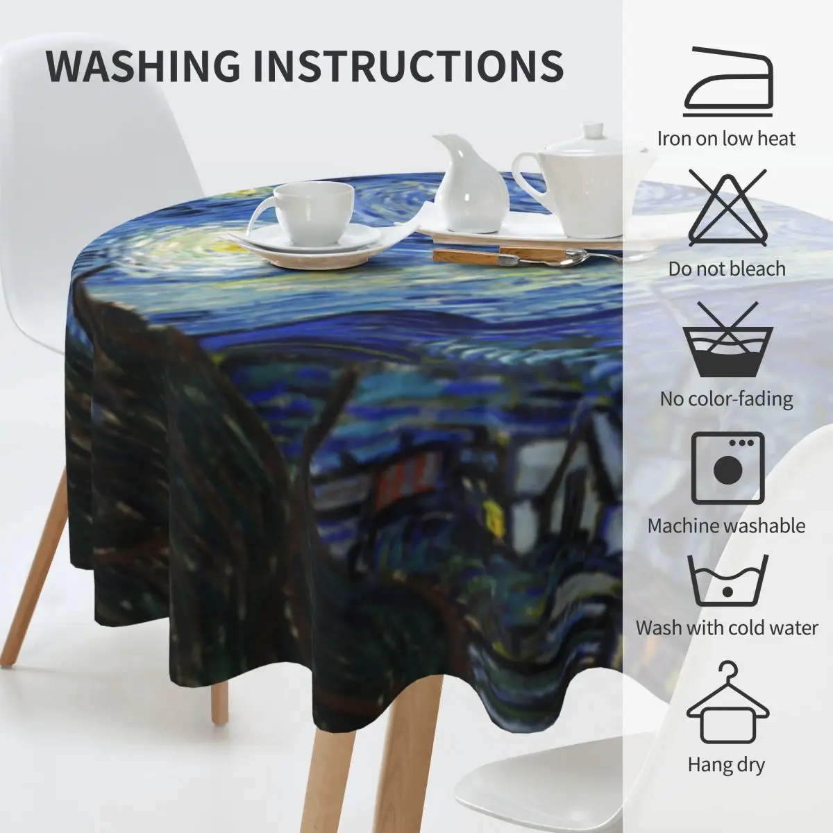 Van Gogh Tablecloth Starry Night Modern Round Table Cloth For Home Picnic Events Party Table Cover Cheap Design Decoration