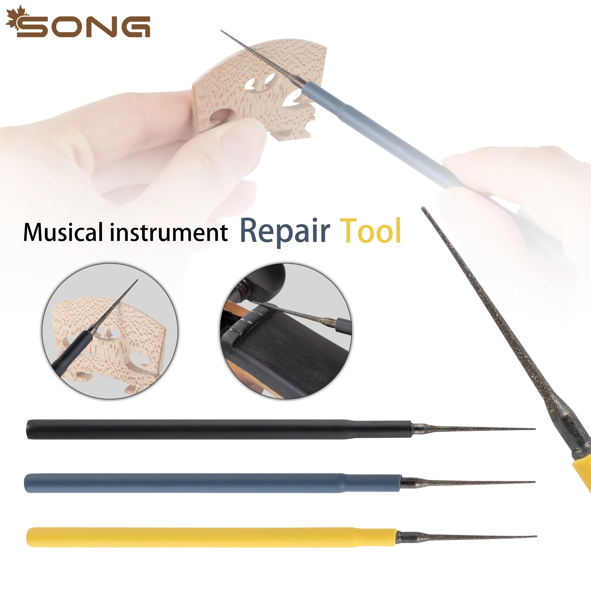 Mini Violin Bridge Slotting Files 1/3pcs Violin Nut Slot File luthier Tools Violin Cello Making tools Detail polishing tool part