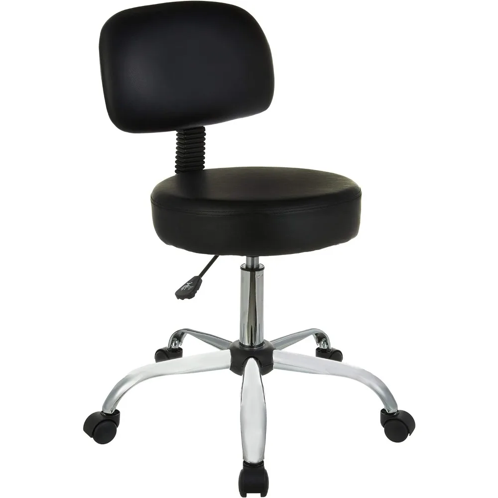 

Amazon Basics Multi-Purpose Drafting Spa Bar Stool with Back Cushion and Wheels - Black