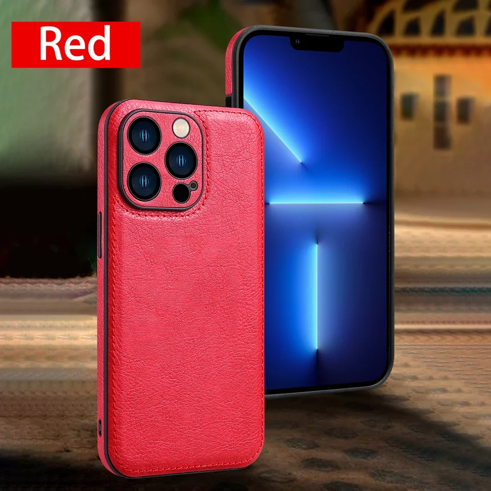 Sleek Leather Case with Lens Protection – Premium Phone Cover Coque