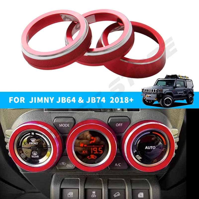 For Toyota Tacoma 2015-2022 AC/Radio Knob Covers - Aluminum Alloy Button Rings, Red (Interior Trim) - View #9