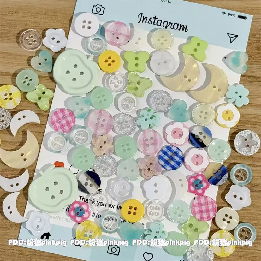 10/20개 혼합 색상 수제 레진 원형 2/4홀 단추, 의류 액세서리 공예 스크랩북킹 DIY 의류 용품