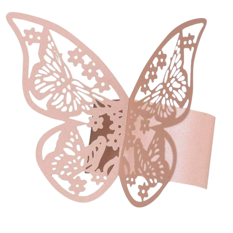 

HOT-50Pcs 3D Butterfly Paper Napkin Rings For Weddings Party Serviette Table Decoration Butterfly Napkin Rings