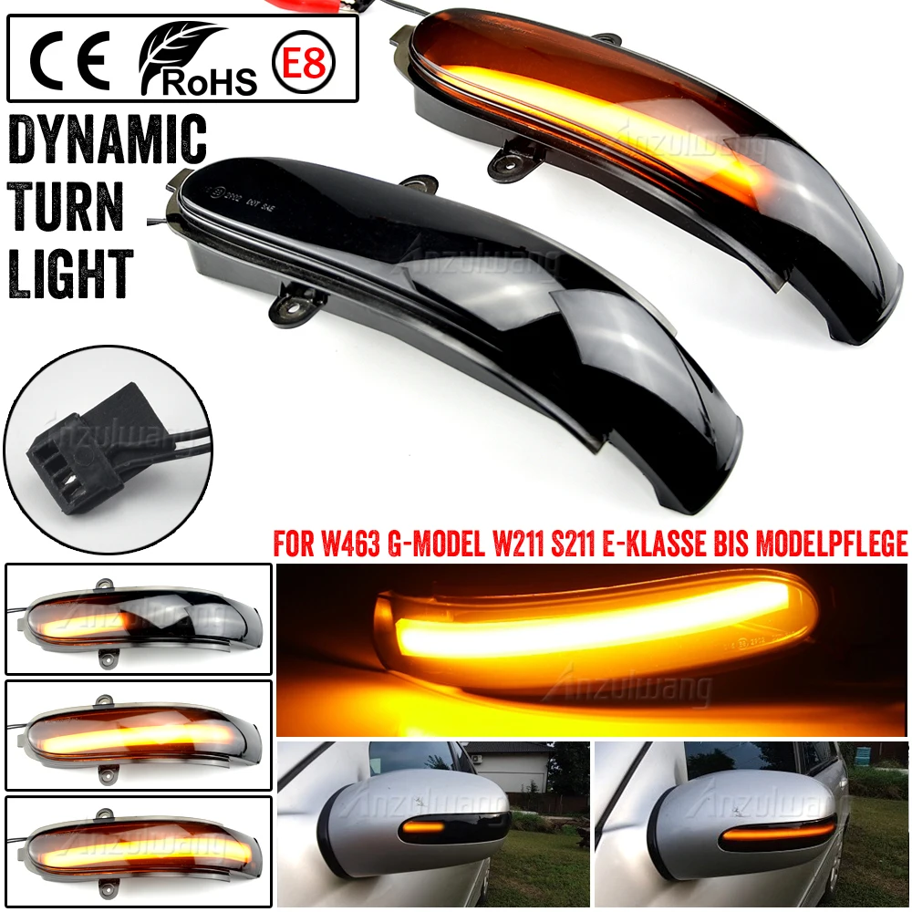

2pcs Flashing Water Dynamic Blinker LED Turn Signal Side Mirror Light For Mercedes Benz E-Klasse W211 S211 2006 W463 G-Model
