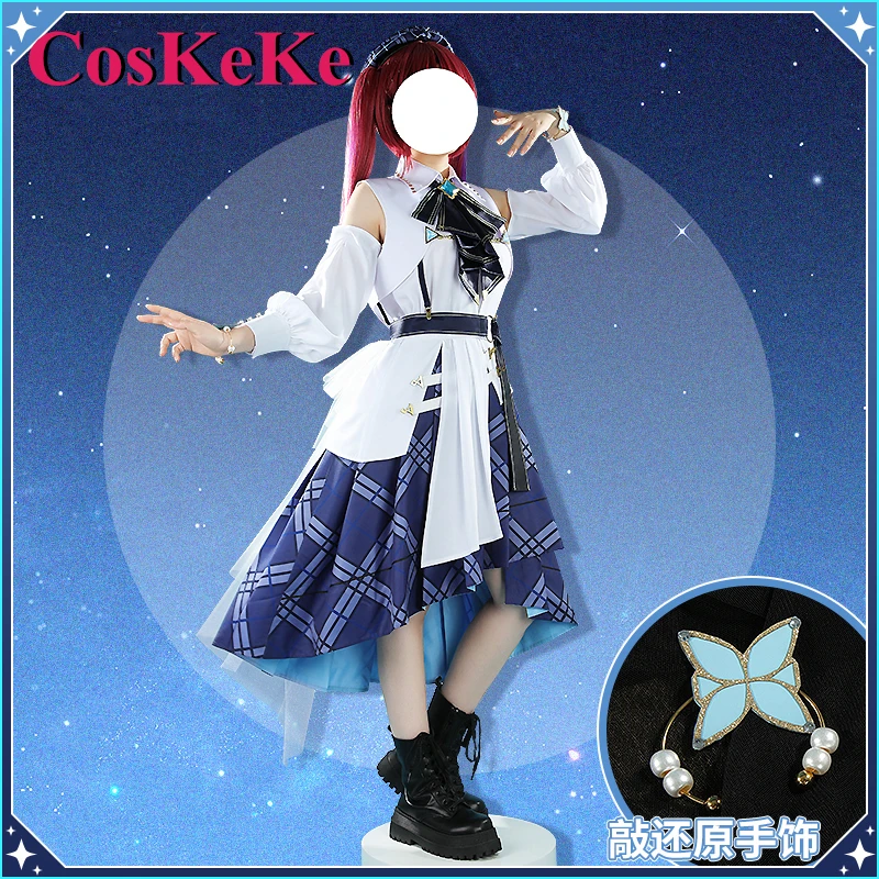 

CosKeKe Houshou Marine/Hakui Koyori/Shiranui Cosplay Anime VTuber Hololive Costume Blue Journey Uniform Party Role Play Clothing