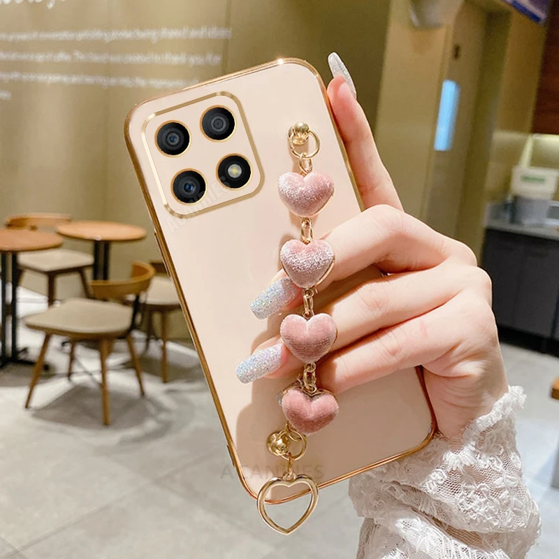 Love Heart Bracelet Plating Luxury Chain Case Cover