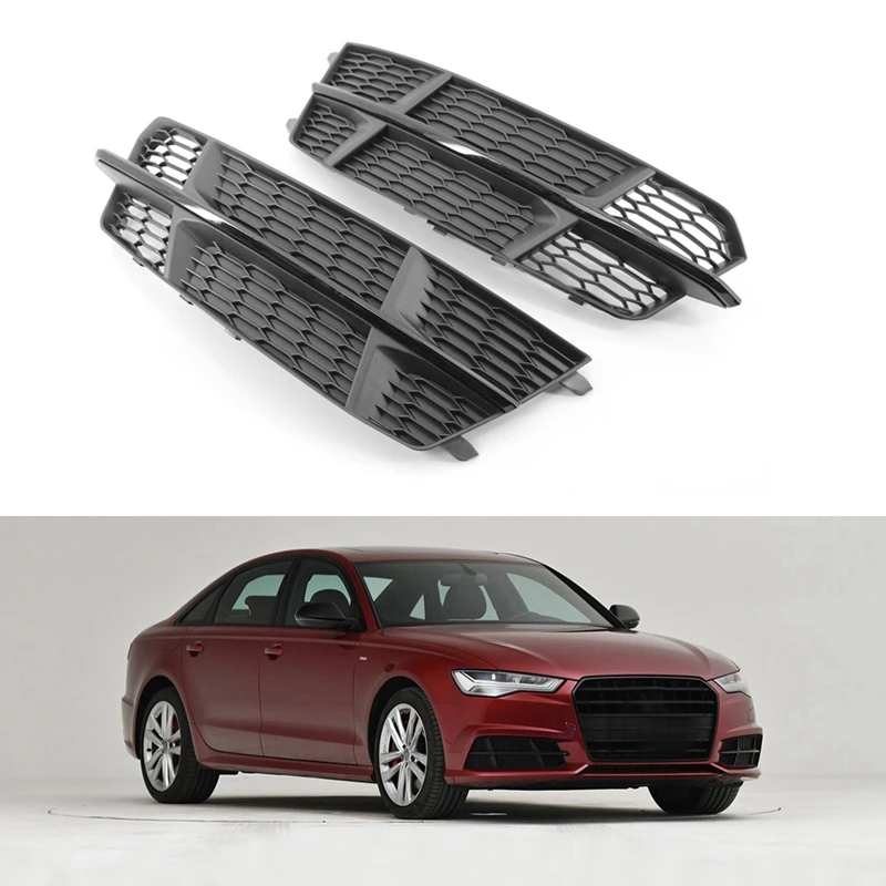 

1Pair Car Front Bumper Fog Light Grille Cover 4G0807682AN 4G0807681AN For 2018 A6L C7 2014-2018 Racing Lower Grills