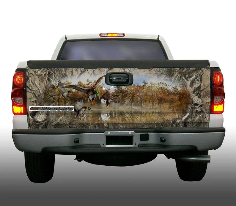 

Mallard duck hunting mural obliteration human skull camouflage tailgate wrap vinyl graphic decal