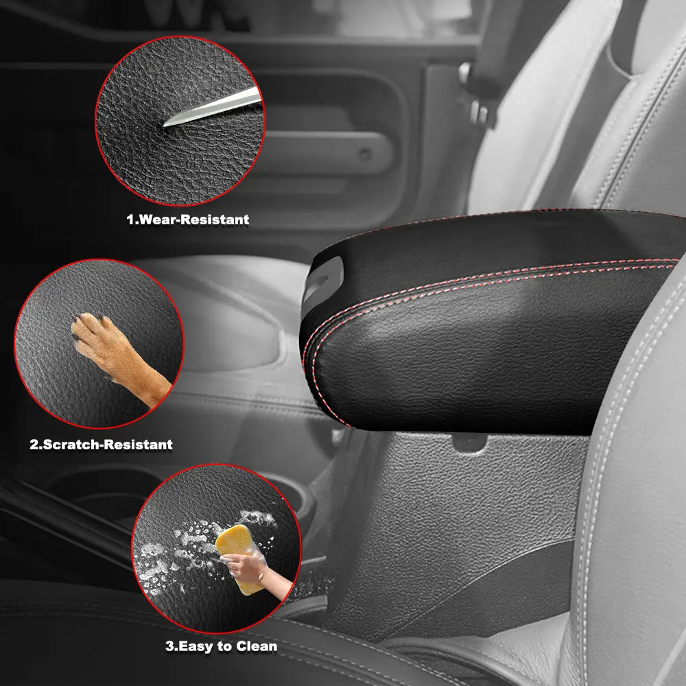 Soft Black Cloth Car Armrest Box Pad Cover and Storage Decor Mat