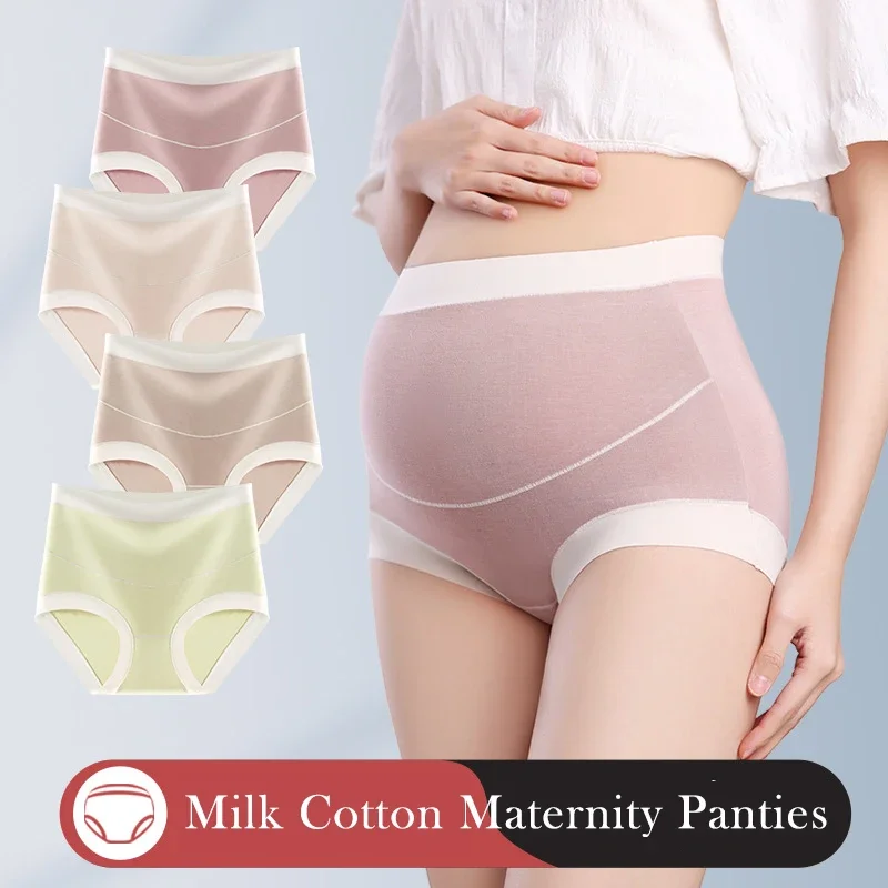 2023 Summer Milk Cotton Maternity Panties 60S Quality High Waist Belly Underwear Clothes for Pregnant Women Pregnancy Briefs