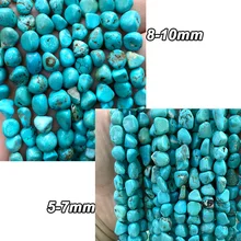  Natural Stone 5-10mm Blue Turquoise Loose Irregular Gem Spacer Beads for Jewelry Making DIY Bracelet Necklace Accessories 15'' 