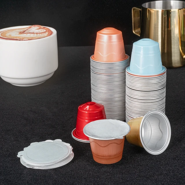 Aluminum-Foil Empty Coffee Cups With Self Adhesive Seal Stickers Coffee Pods Compatible With Nespresso OriginalLine Coffee Maker