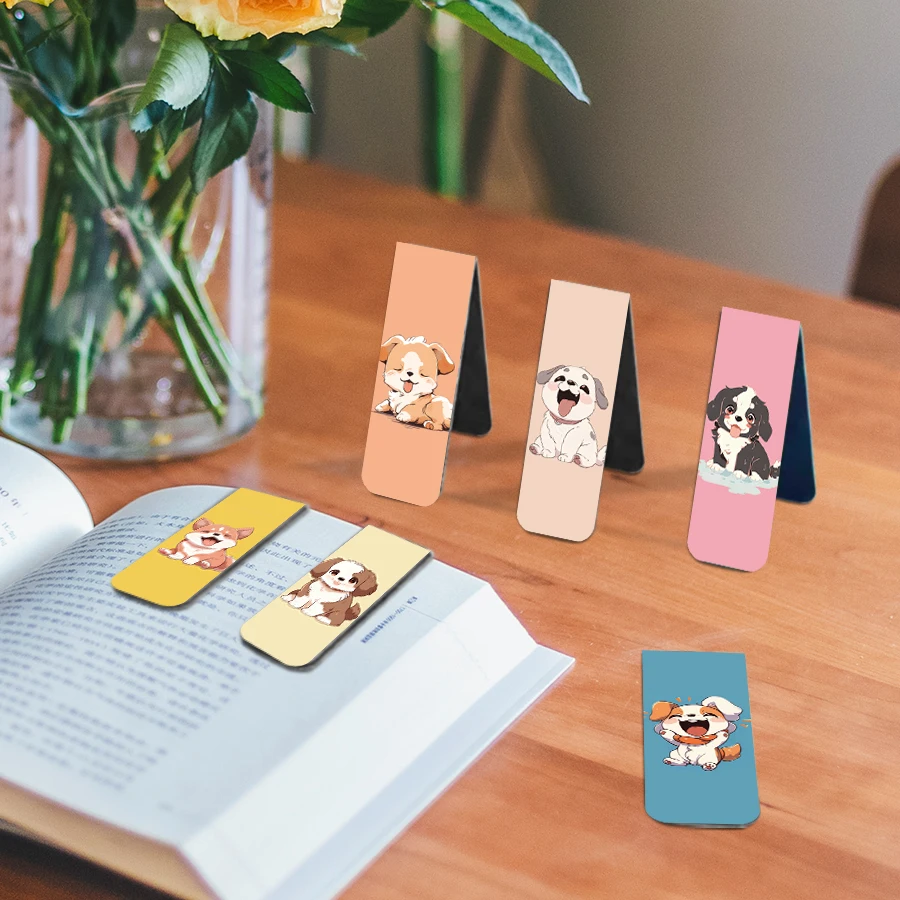 Cartoon Puppy Magnetic Bookmarks 12 Pcs Colorful Paper Clip Page Markers for Teachers and Students