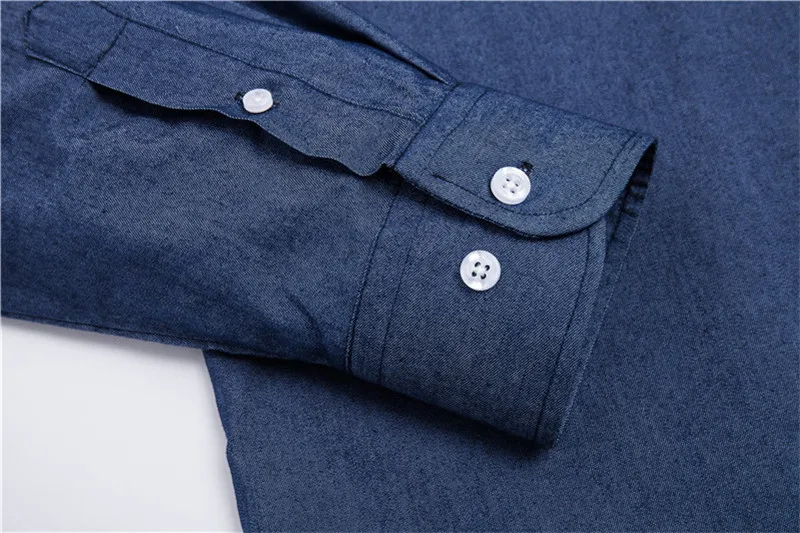 VISADA JAUNA High Quality Men Shirt Jeans Long Sleeve Cotton Solid Casual Business Denim Shirt Brand Man Dress Shirts N5153