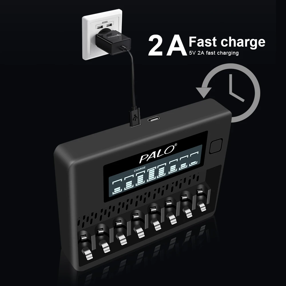 8 Bay LCD Display Fast Smart AAA AA Charger for 1.2V AA AAA 2A 3A Ni-MH NiCd Rechargeable Battery battery charger,fast charger