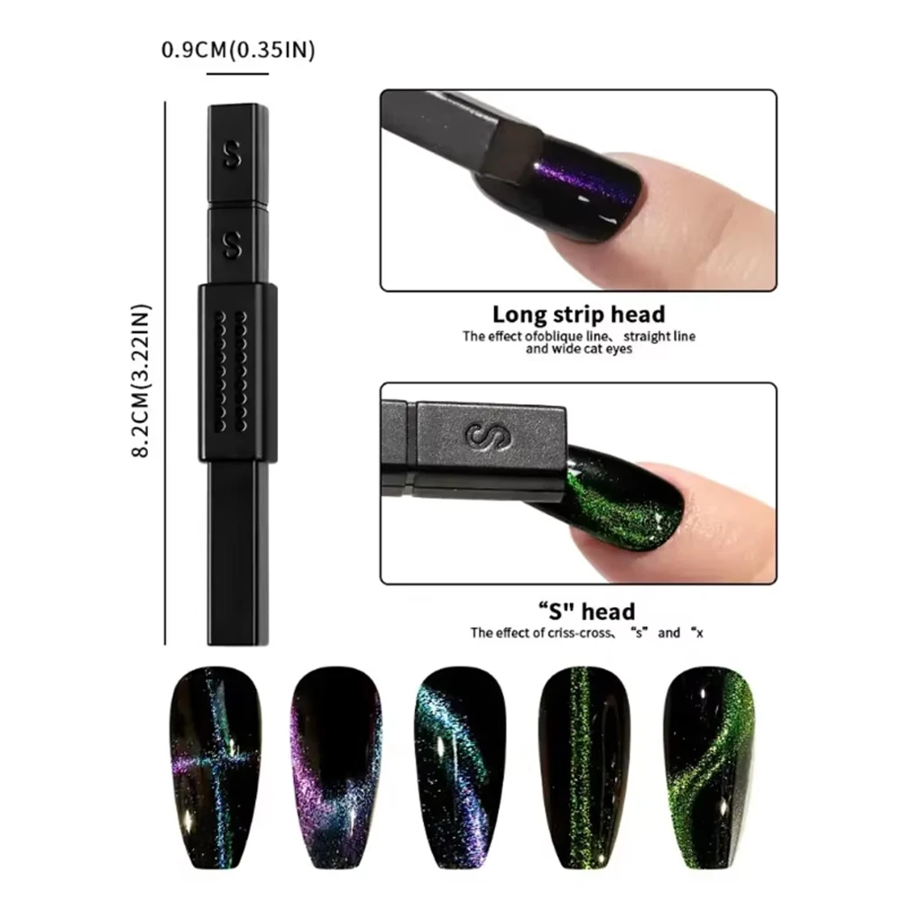 8PCS Nail Magnet Tool Pen Super Long Magnetic Cat Eye Gel Polish Kit for DIY Nail Art at Home Salon Or Studio magnetic nail art tools