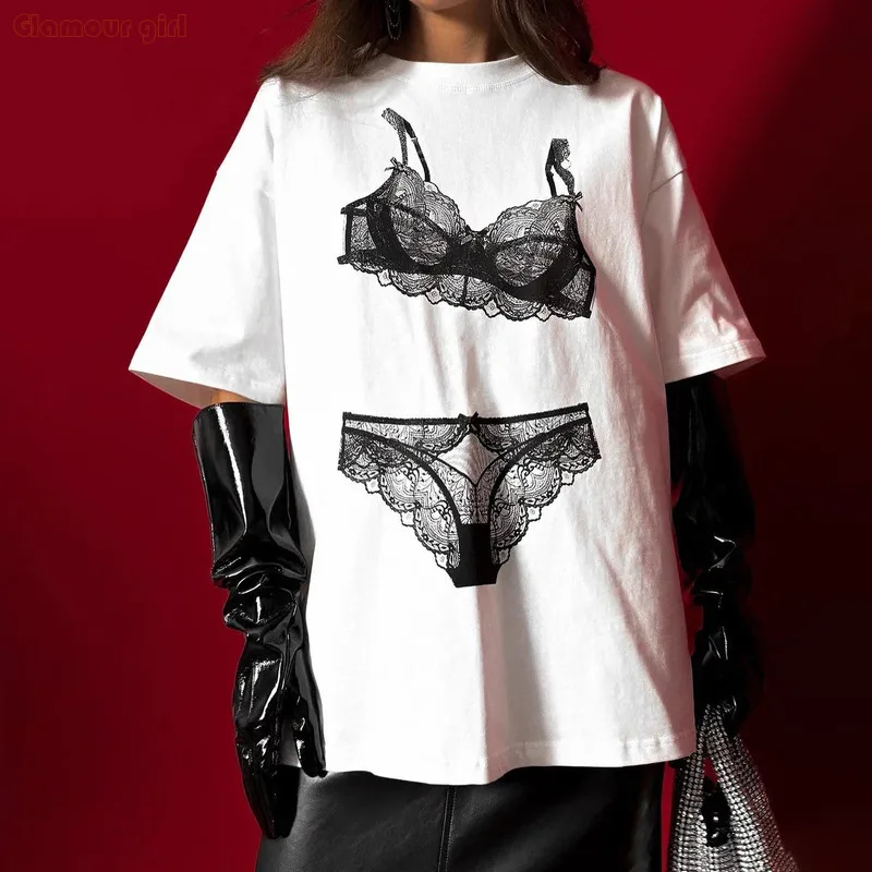 

Bikini Graphic White T Shirt Women Short Sleeved T-shirt Inner Layer Bottom Shirt, Loose Casual Top Graphic Tees Bts T-shirt