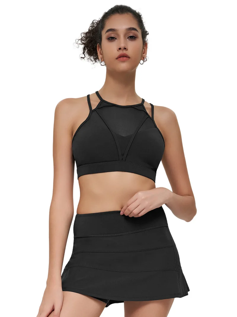 New Sports Underwear Women's Anti-exposure Yoga Skirt Thigh-length Running Fitness Tennis Skirt Yoga Clothes Suit