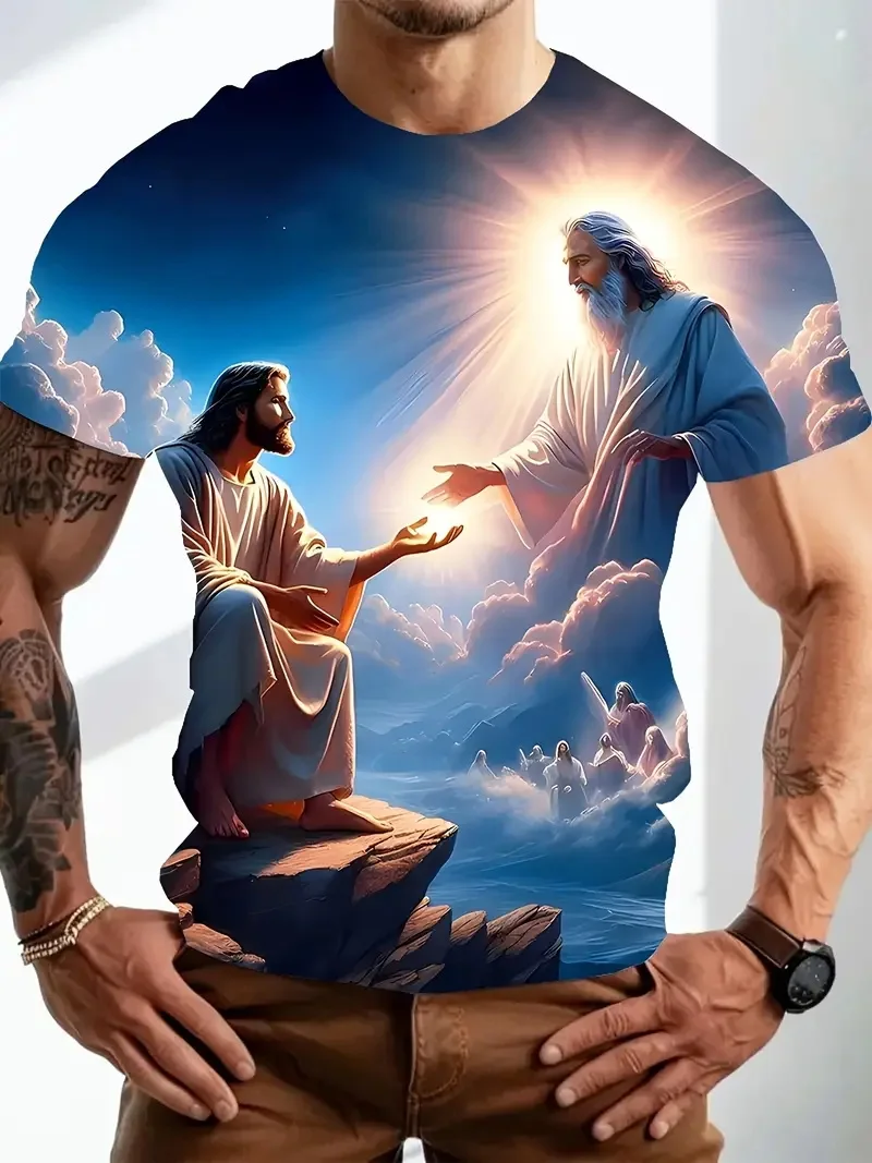 3D Print Jesus Praying Hands T Shirt Unisex Short Sleeve Tee