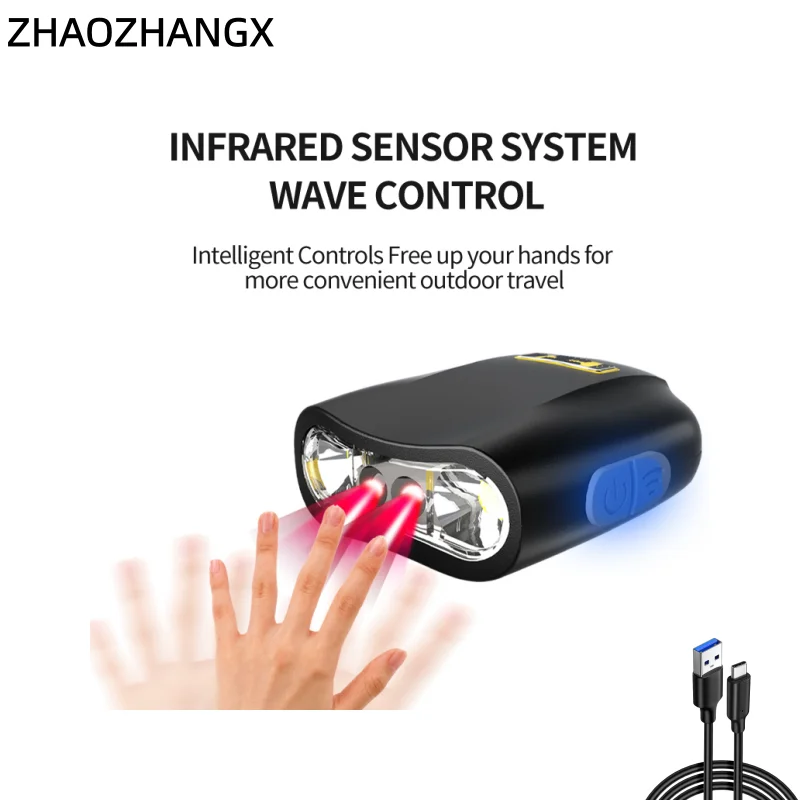 ZHAOZHANGX LED 밝은 초강력 야간 충전 낚시 미끼용 모자 챙 헤드밴드 램프 유도식 헤드램프