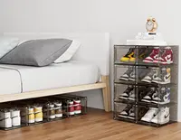 12Pcs Acrylic Transparent Shoe Box, Stackable Large Thickened Shoe Display Case, Front/Side Opening Shoe Organizer 1