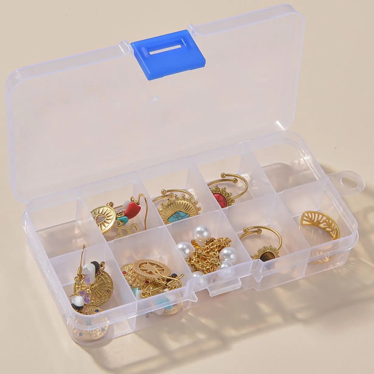 

Portable Transparent Storage Box 10 Grids Plastic Clear Organizer with Cover Box for Jewelry Earrings Screw Nails Parts