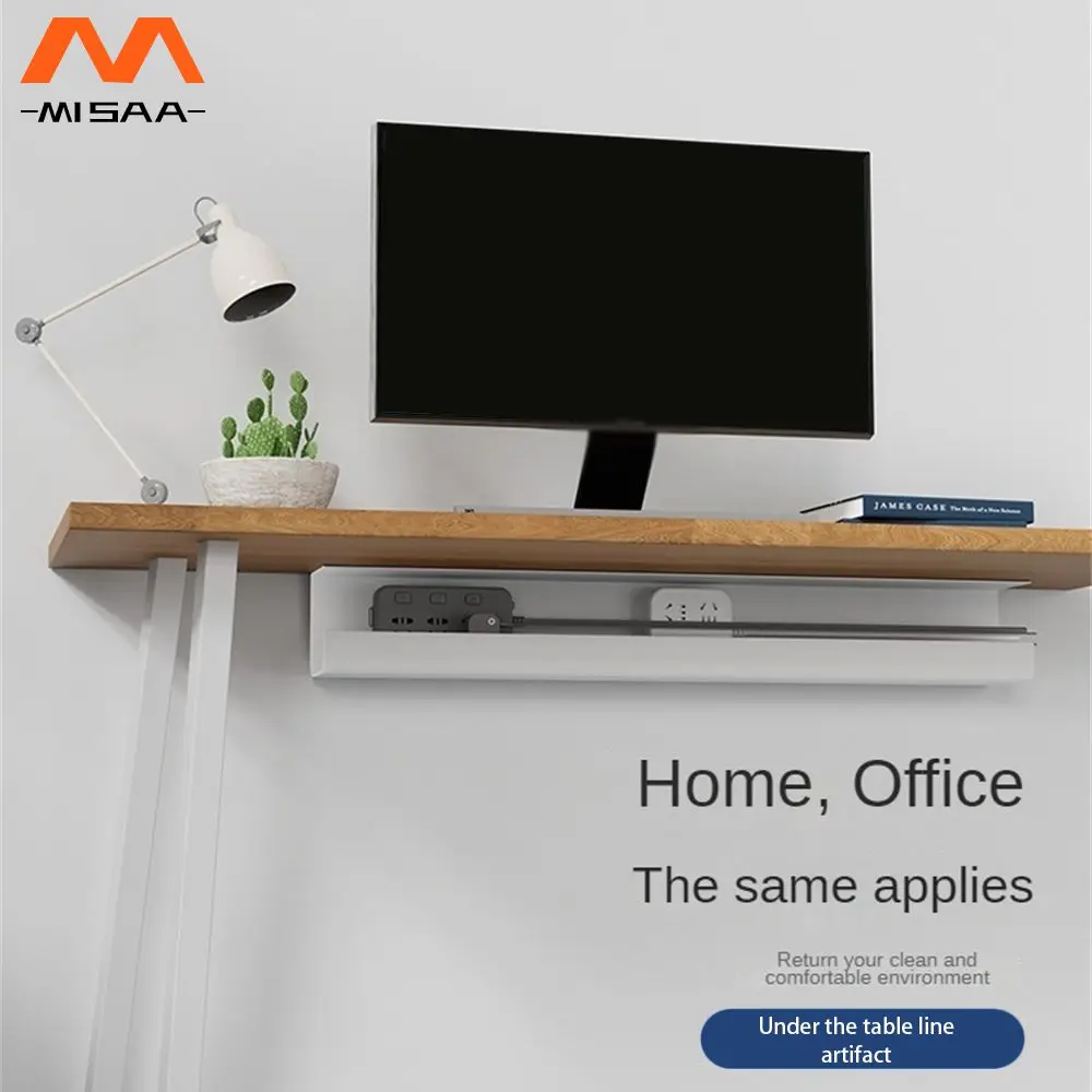 

Office Desk Wire Box Durable Easy Installation Installation-free Space-saving Design Direct Adhesive Wire Storage Tray Efficient