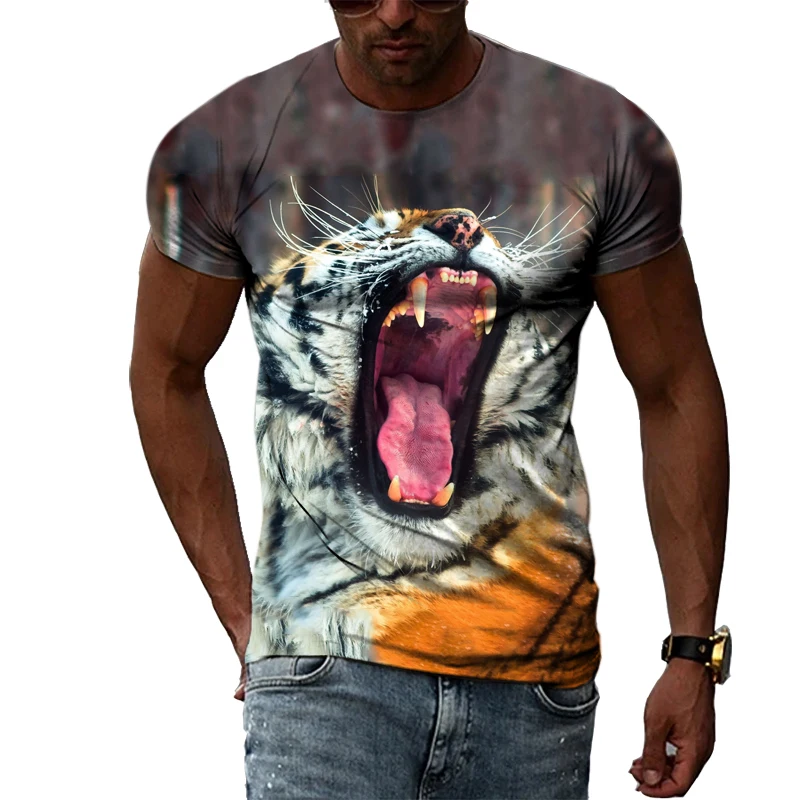 

Summer Fashion Original Hip Hop Animal Graphic T Shirts Men Casual Round Neck 3D Personality Print T-shirt Trendly Harajuku Tees