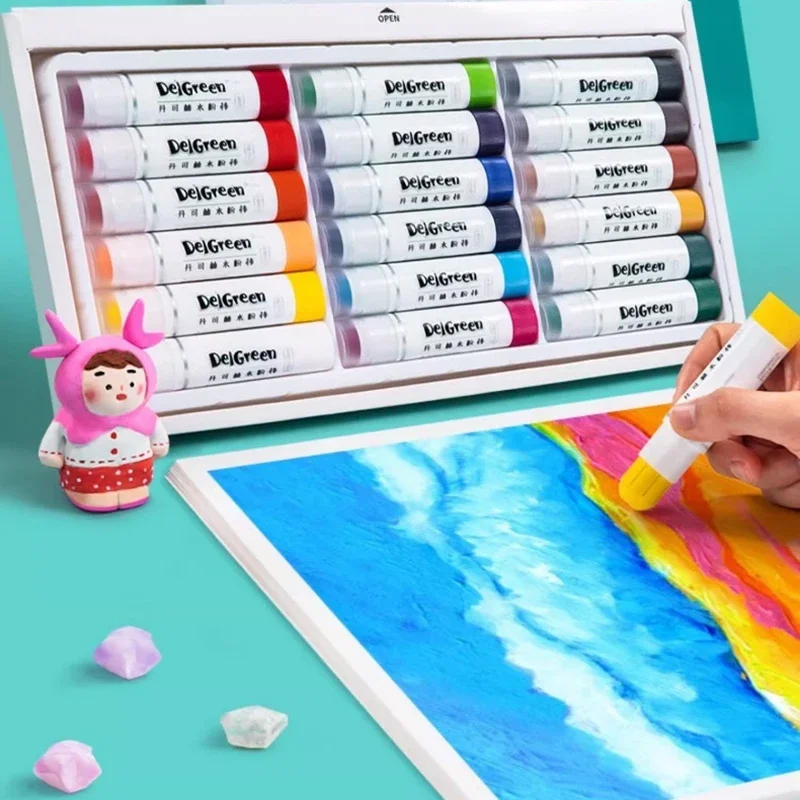 Bastoncini di pittura a guazzo solidi morbidi/pastelli/penri Basic/Macaron 6/12/18/24 colori Disegno Graffiti Art Pastelli Non tossici - immagine 5