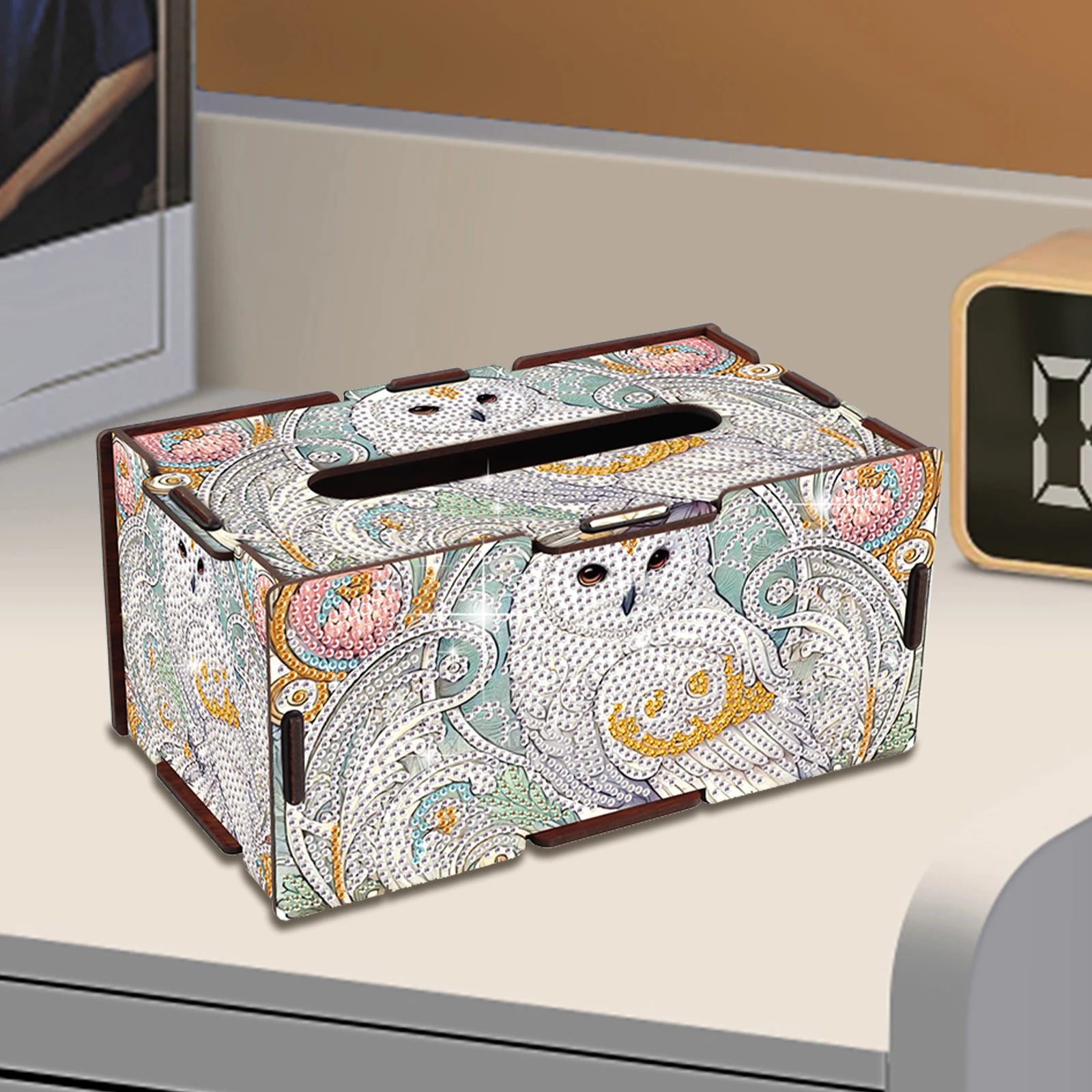 Diamond Painting Wooden Tissue Box 5D DIY Diamond Handmade Tissue Holder DIY Diamond Tissue Box for Living Room Decor