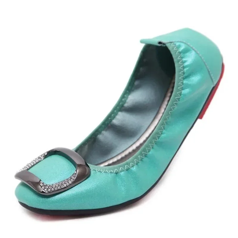 BEYARNE  Plus Size Women Crystal Women Foldable Flat Shoes Fashion OL Ladies Flats Round Toe Woman's Footwear Female 3
