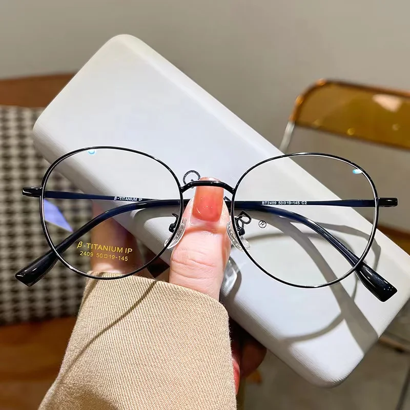 

50mm Round Eyeglasses Optical Vintage Spectacle Frames Retro Prescription Eyewear Light Fashion Student Glasses 2409