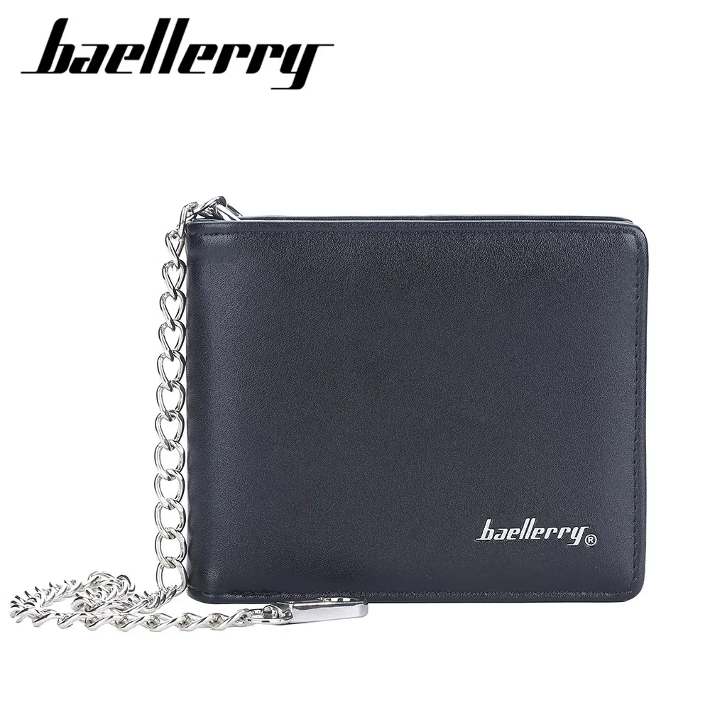 Baellerry Men's Pu Wallet with Detachable Chain, Multi - Card Slots & Double Bill Slot, Fits Driver's License/ID Card
