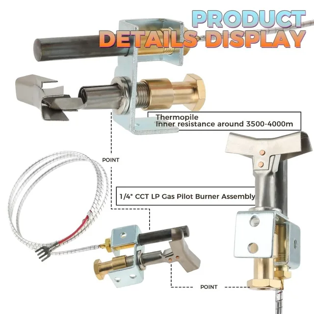 1Set Gyújtás Égés 750 Mv Hőgyűjtő Gas Pilóta Égő 36 Hüvelykes Tömlő 2 Ólomcsatlakozás 1/4 "Cct Lp Kemence -Vezérlés - Image 2